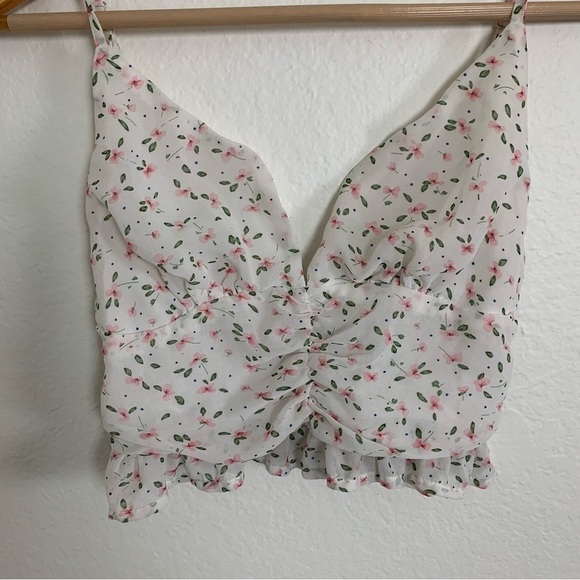 Princess Polly Ditsy Floral Crop Tank Top Size 4 - Picture 10 of 12